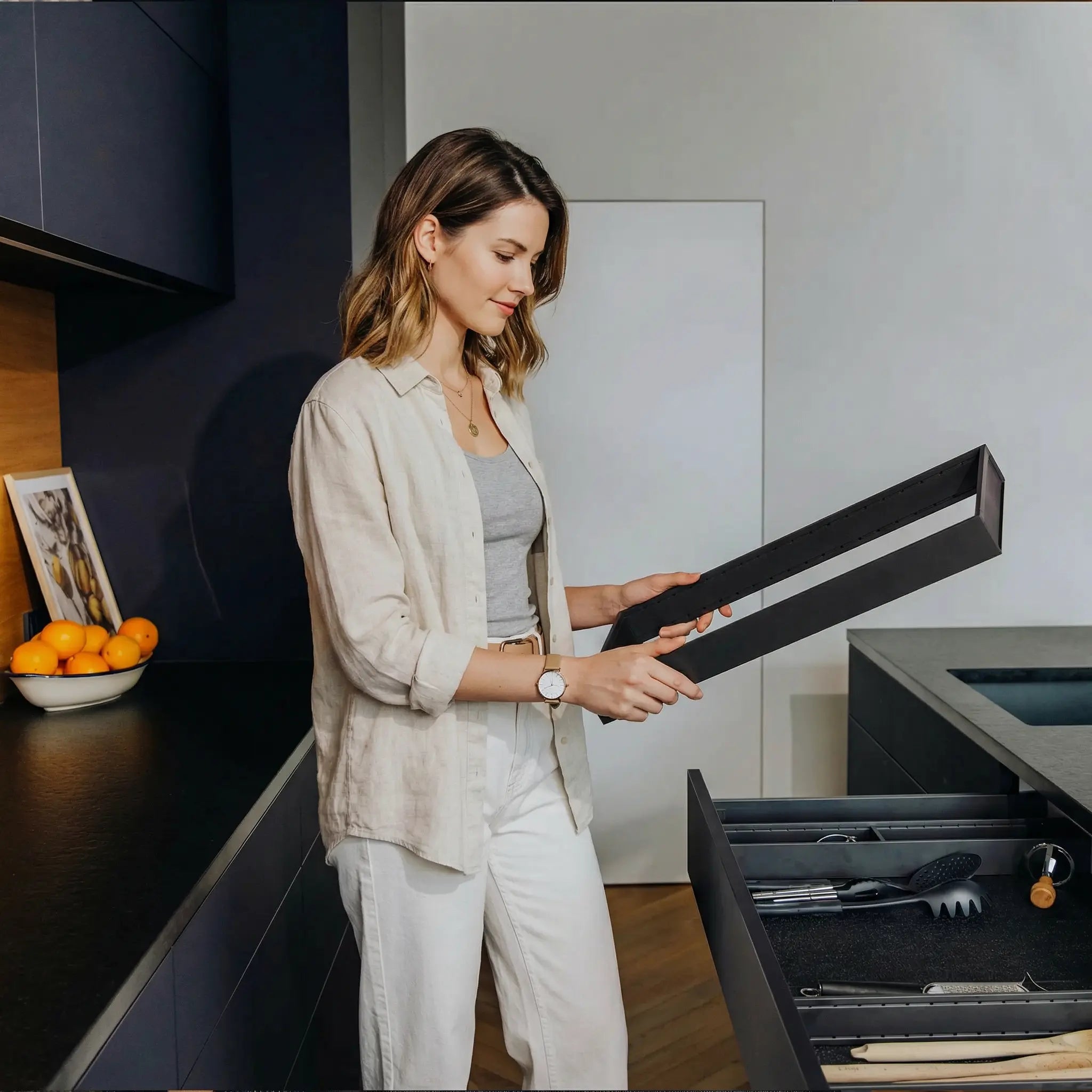 AMBIA-LINE Schubladeneinsatz Stahl (20 cm) Rahmen Blum