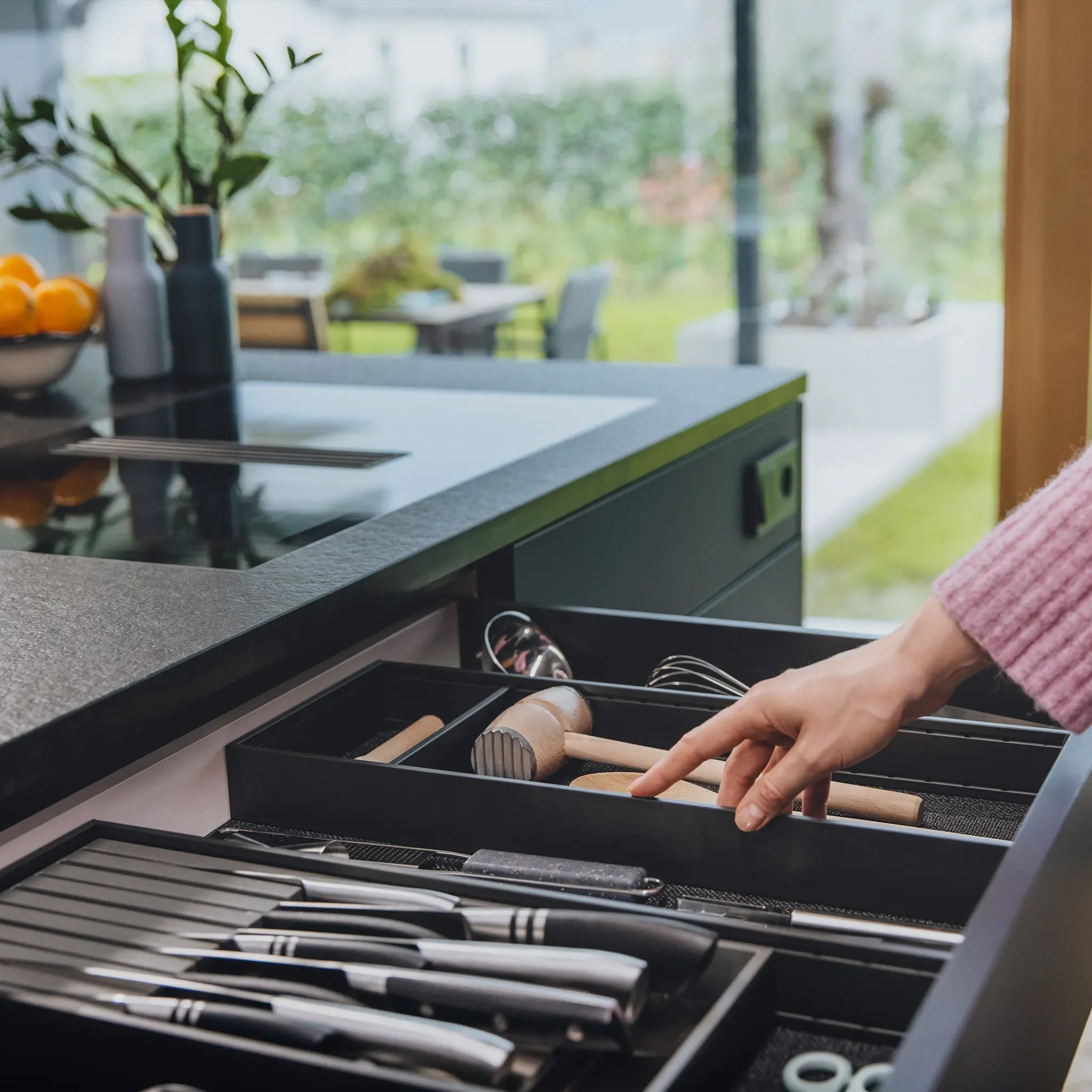 AMBIA-LINE Schubladeneinsatz Stahl (20 cm) Rahmen Blum