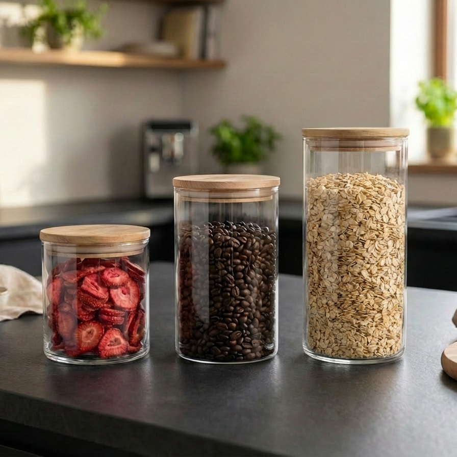Vorratsglas-Set mit Holzdeckel | 530ml · 880ml · 1210ml simpleas