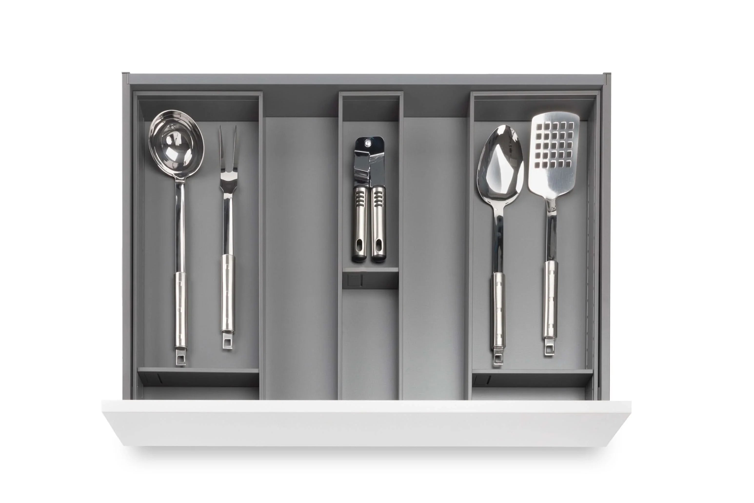 PLAINtrio Stahl. Bundle für Besteck & Küchenutensilien (50 cm) Bundle Blum Oriongrau 42.2