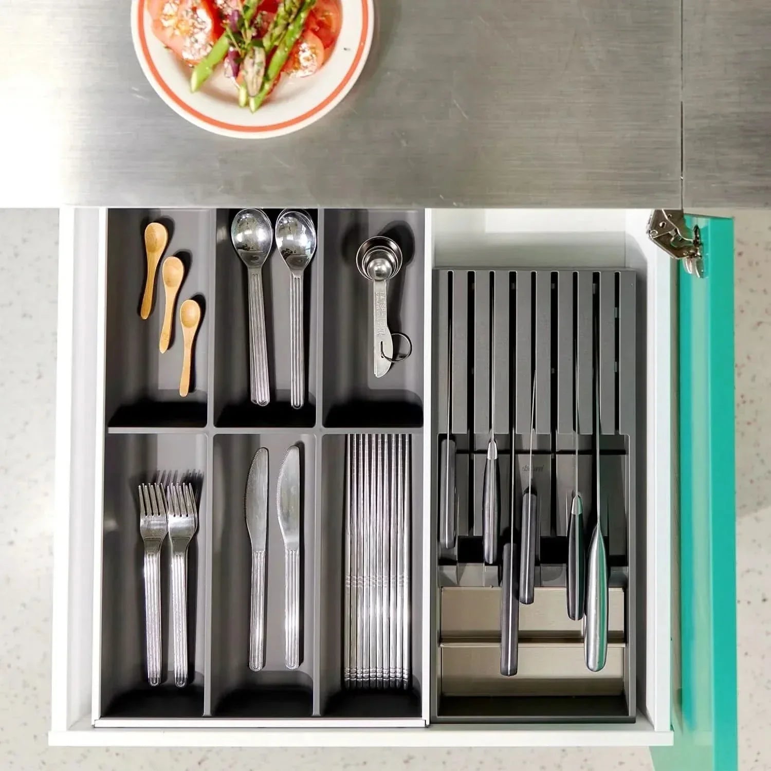 CLASSICknife Stahl Soft-Touch. Besteck- & Messereinsatz Bundle (50 cm) Bundle Blum