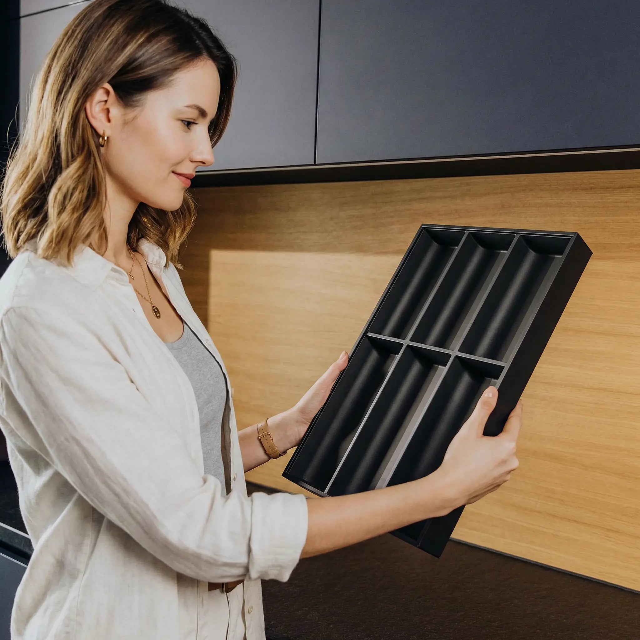 AMBIA-LINE Besteckkasten Stahl Soft-Touch (30 cm) Besteck Blum