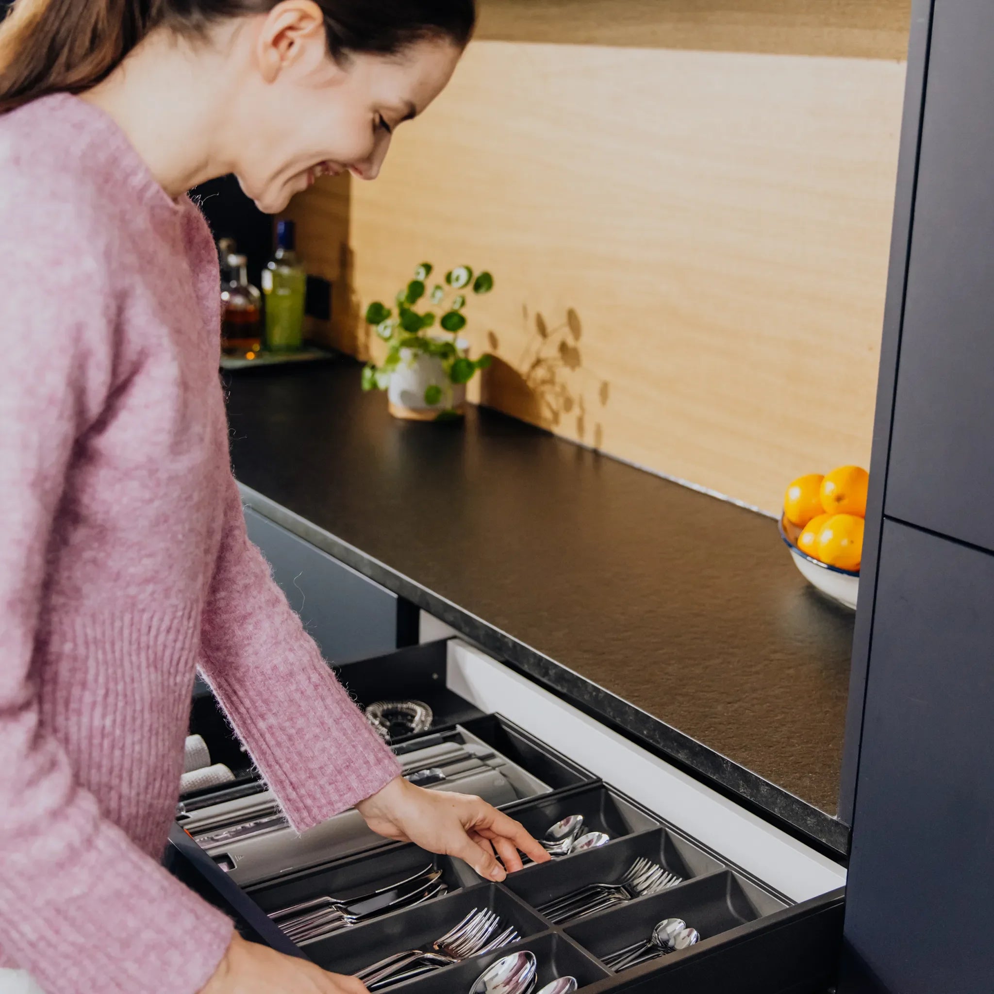 AMBIA-LINE Besteckkasten Stahl Soft-Touch (30 cm) Besteck Blum