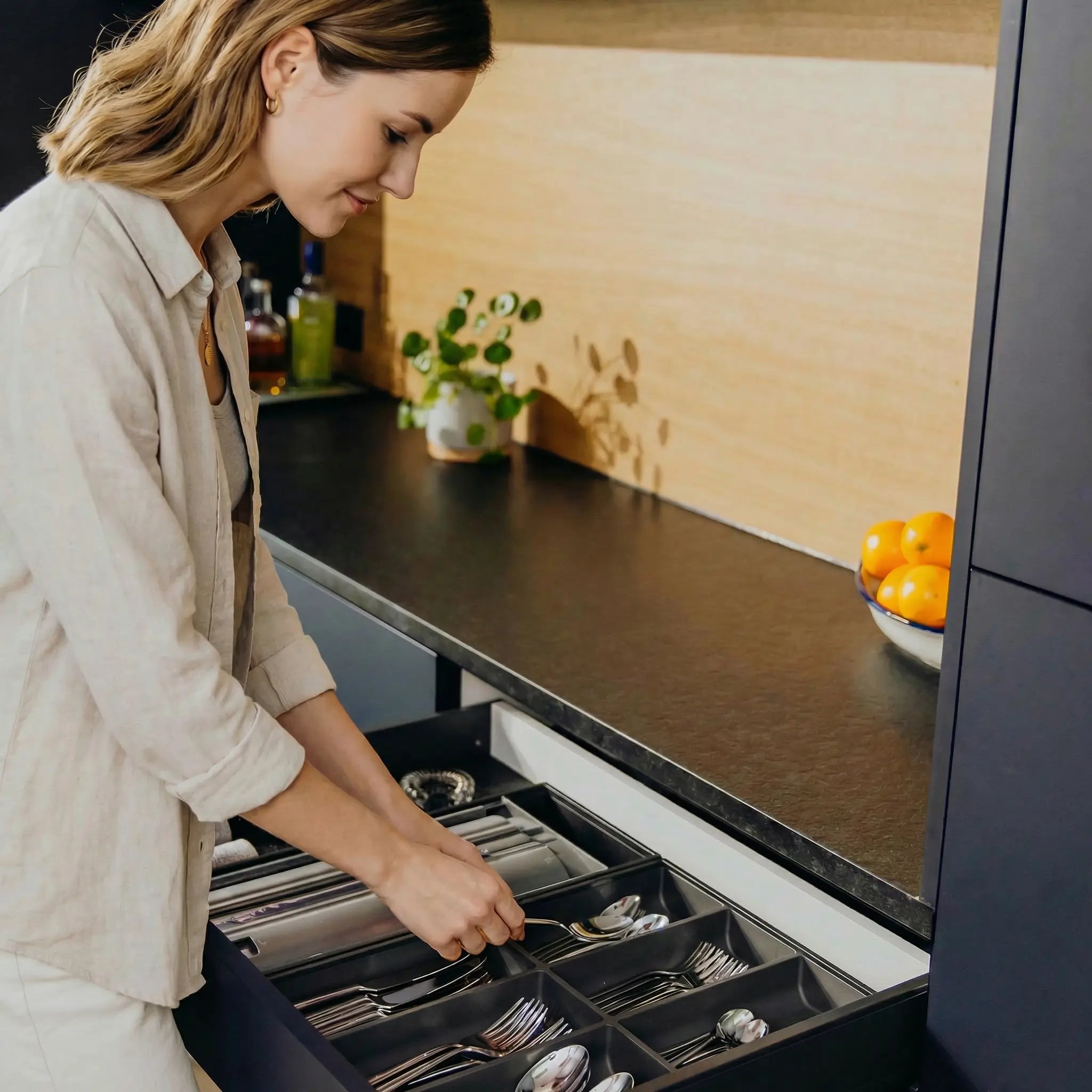 AMBIA-LINE Besteckkasten Stahl Soft-Touch (30 cm) Besteck Blum