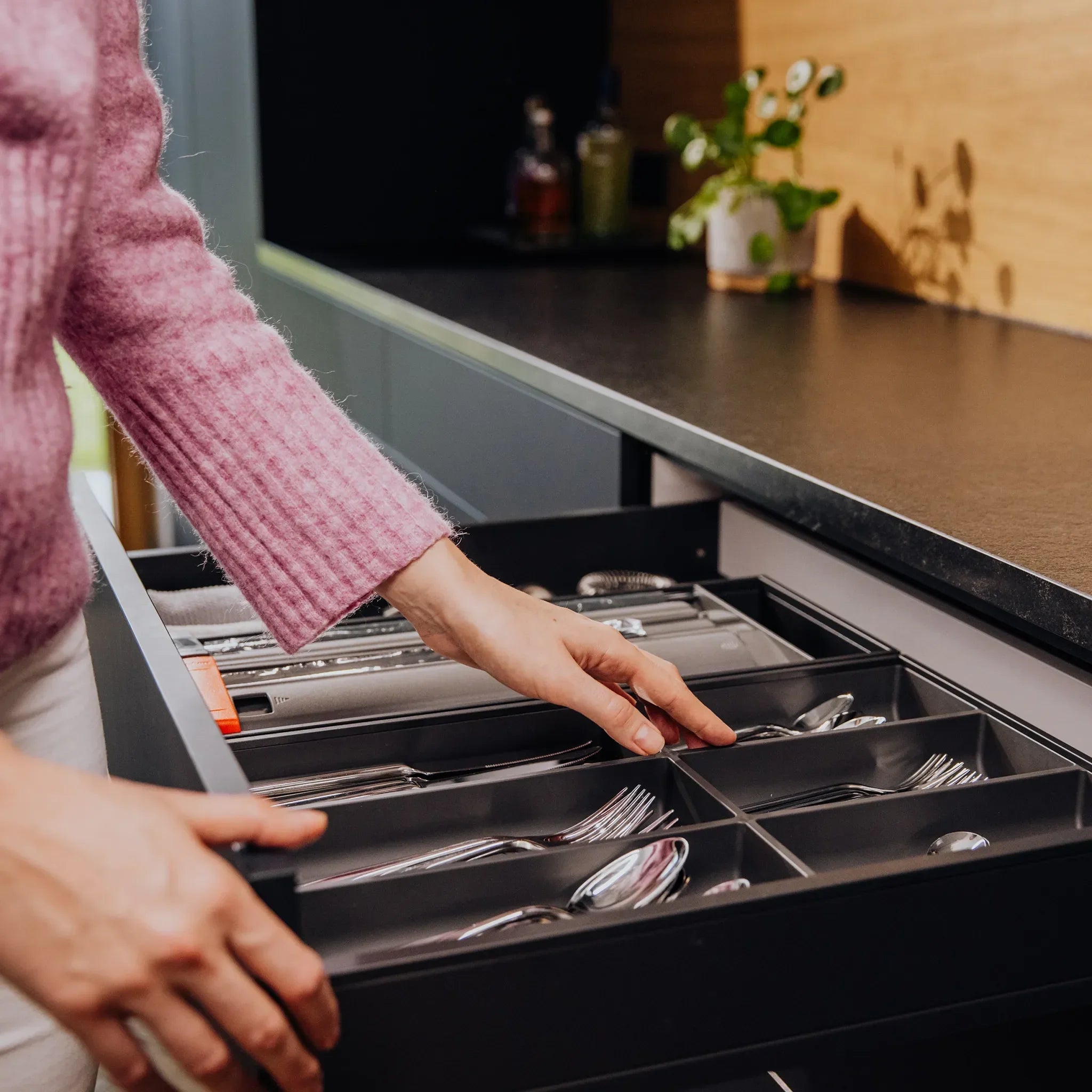 AMBIA-LINE Besteckkasten Stahl Soft-Touch (30 cm) Besteck Blum