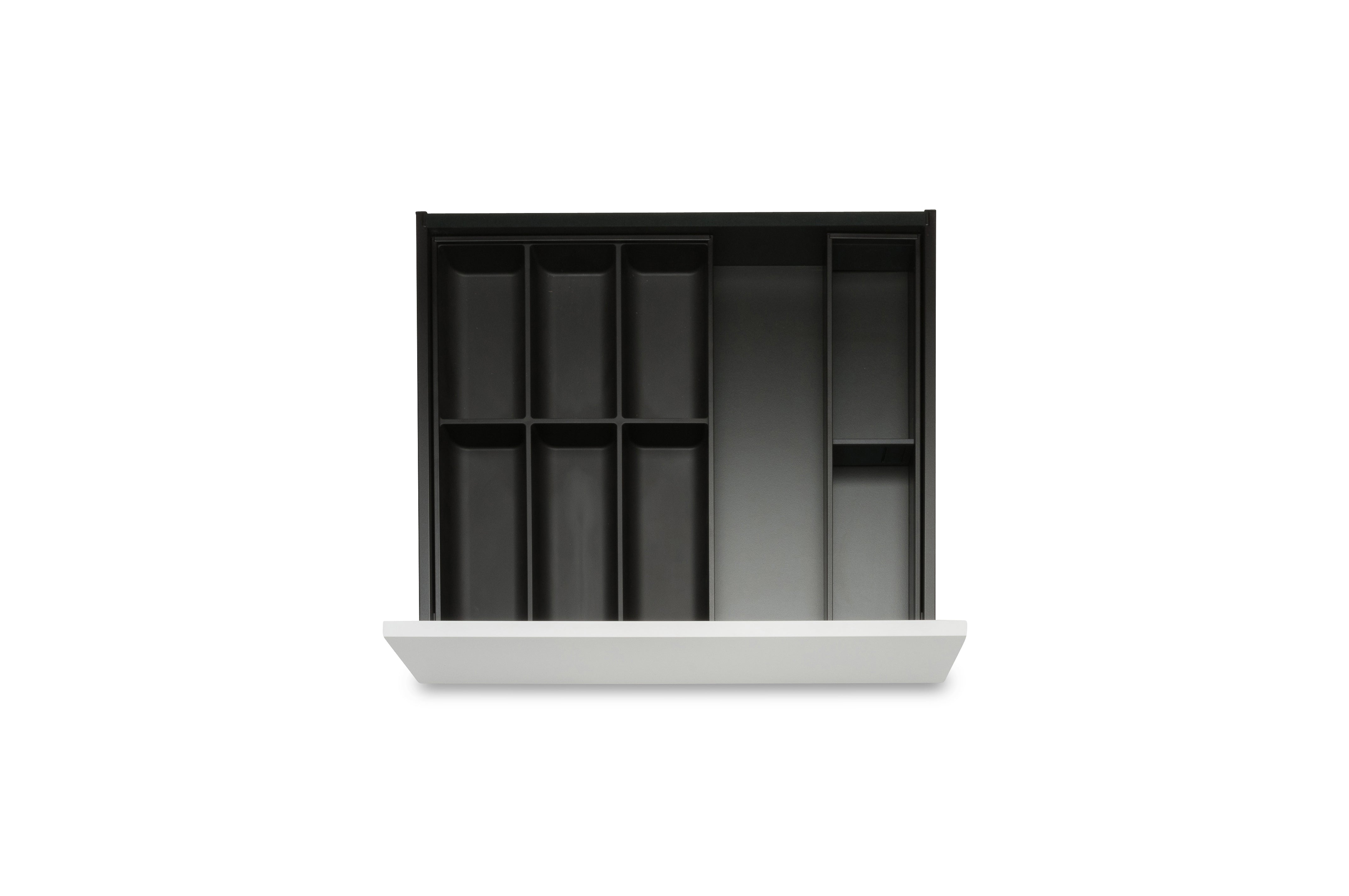 CLASSICduo Stahl. Besteckkasten & Rahmen Bundle (400 mm) Besteck Blum Carbonschwarz 472 400